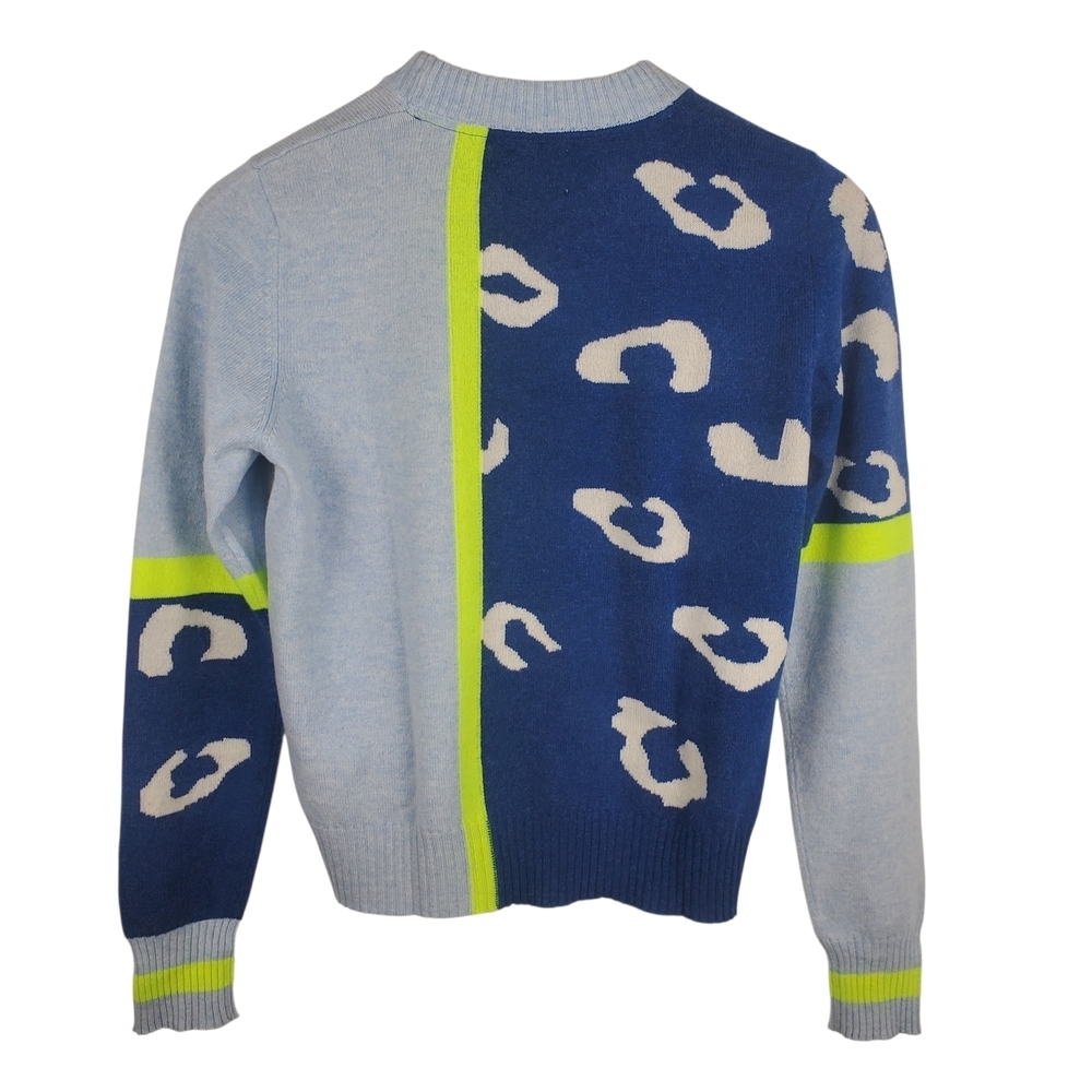 Brodie Cashmere "Wild Casi" Leopard Colorblock Sweater - 100% Cashmere. SM. #241 - Picture 6 of 10